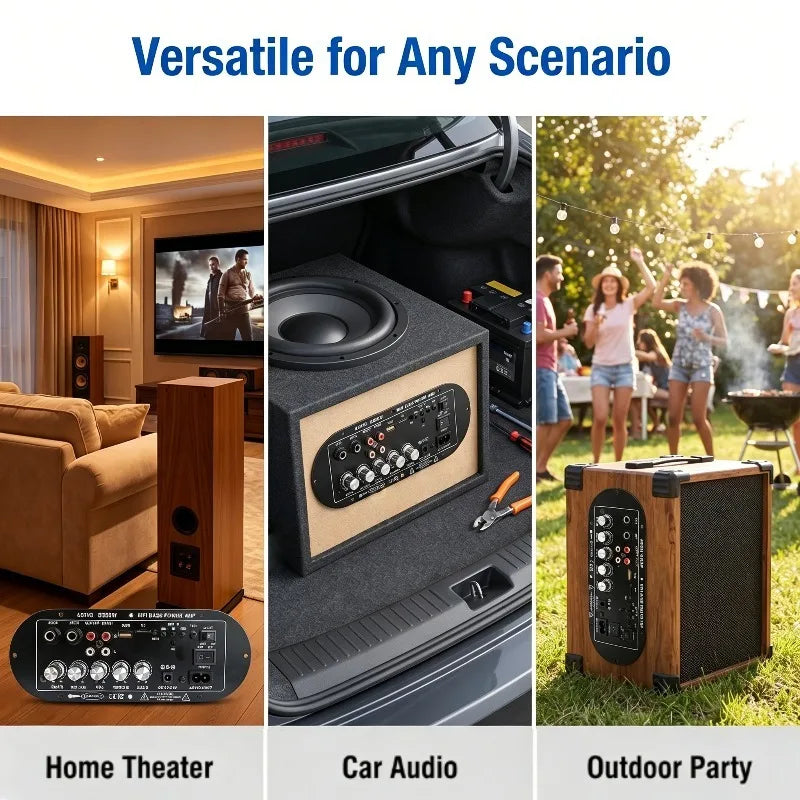 Woopker D350W HIFI Bass Power Amplifier 100W Bluetooth/USB/TF/FM Amplifier board Dual Mic AD/DC Digital Amplifier Board for home