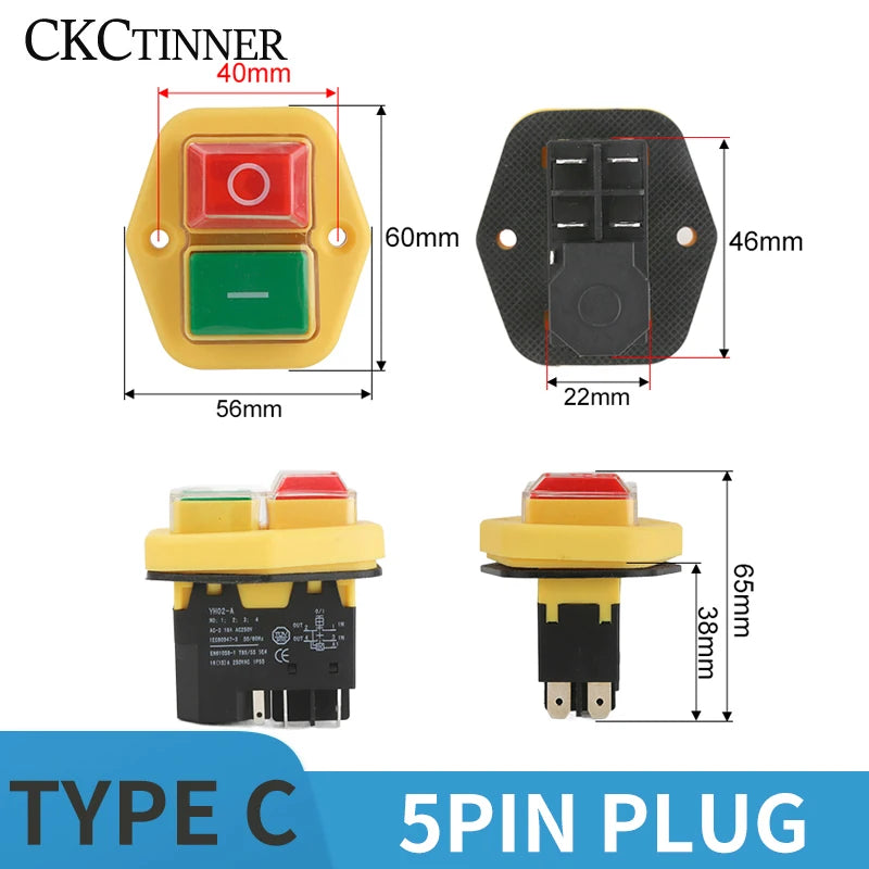 YH02A Electromagnetic Starter Push Button Switches Machine Tool Equipment IP55 Waterproof Safety Witch 28A Replace KLD28A KJD17A