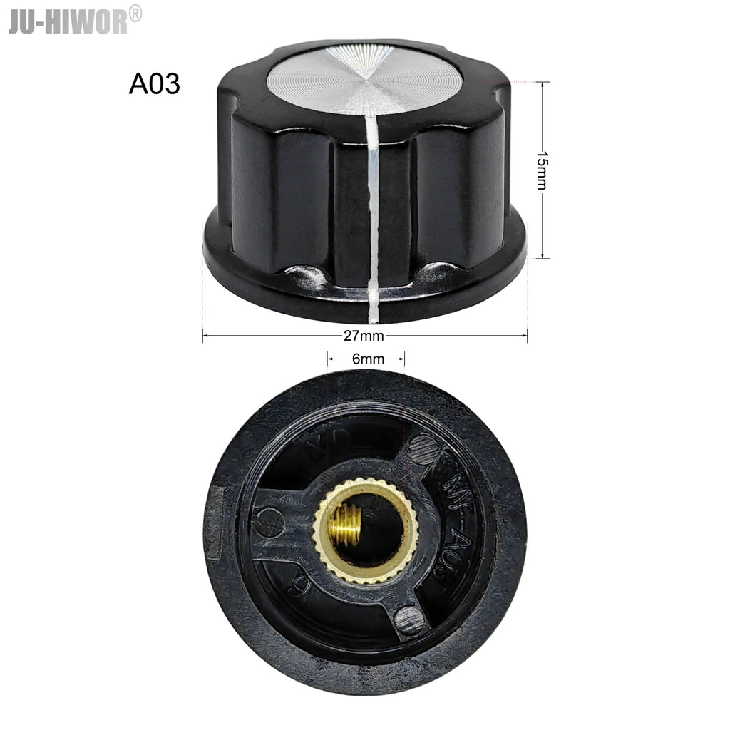 2pcs A01 A02 A03 A04 A05 Silver Tone Top Potentiometer Volume Control Rotary for 6.35mm Shaft Guitar Volume Knob