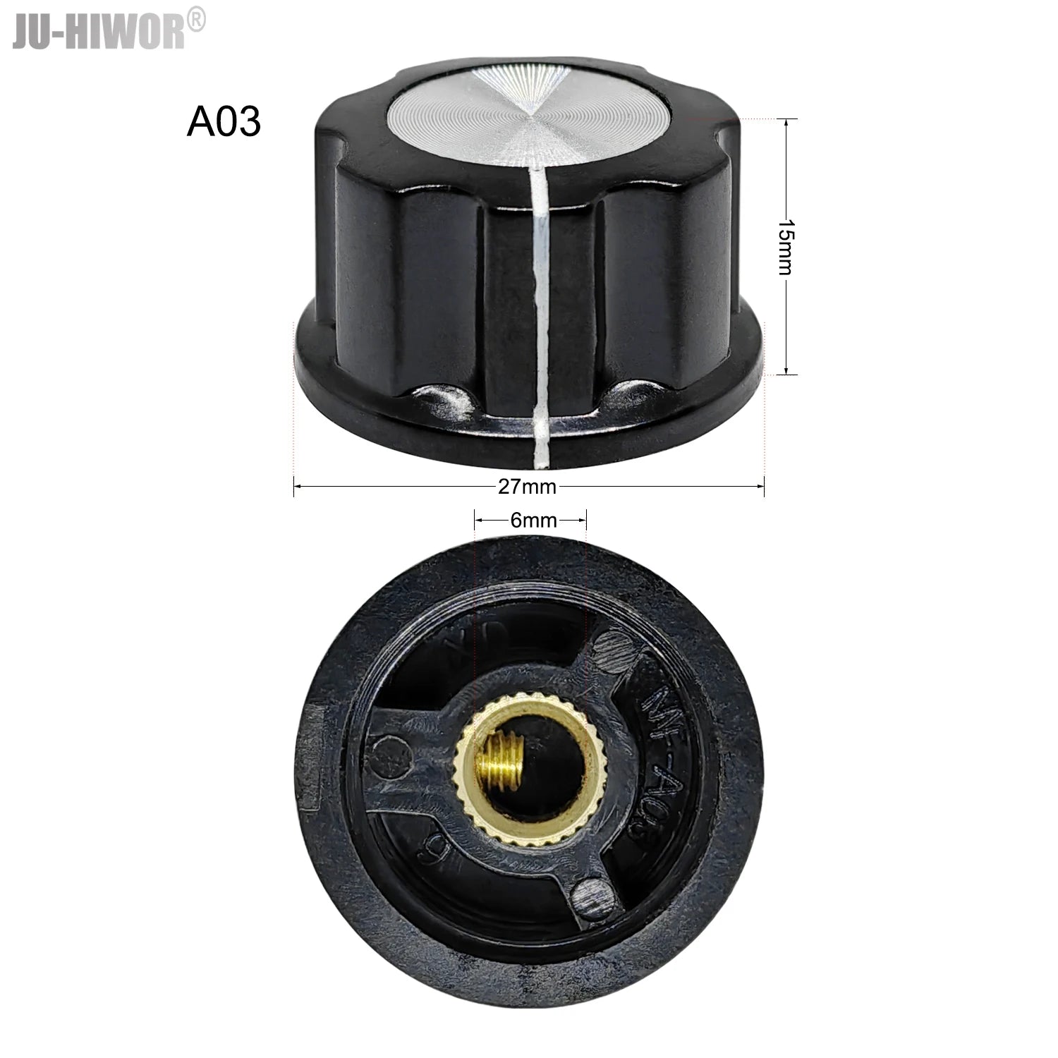 2pcs A01 A02 A03 A04 A05 Silver Tone Top Potentiometer Volume Control Rotary for 6.35mm Shaft Guitar Volume Knob