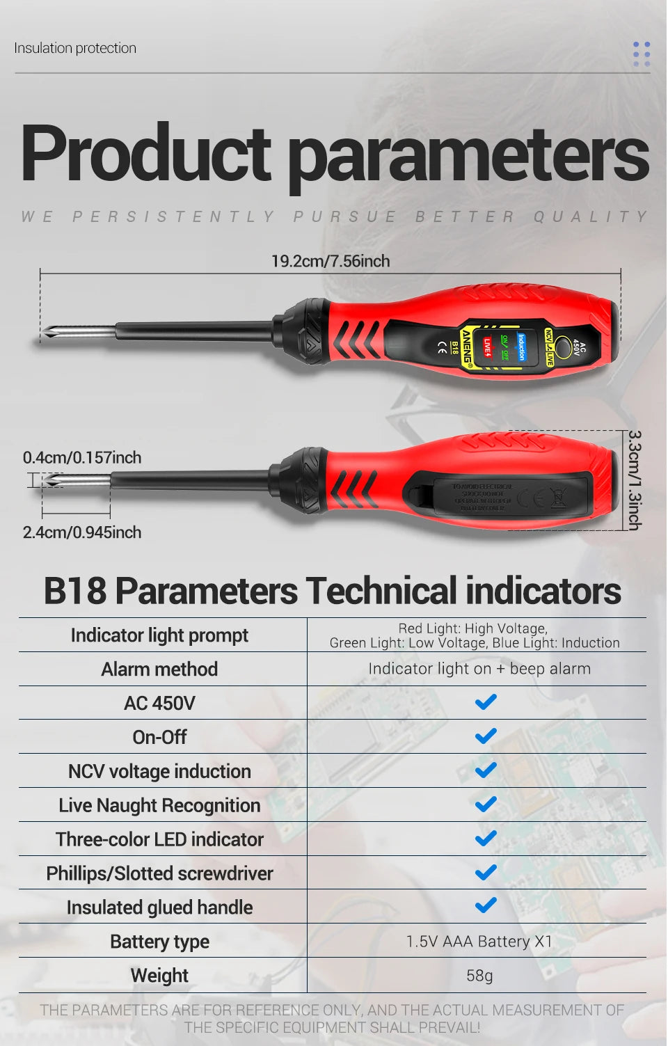 ANENG ST170 Clamp Meter Digital Multimeter Tester 500A AC Current AC/DC Voltage+B18 Highlight Voltage Tester Pen Electrician Set