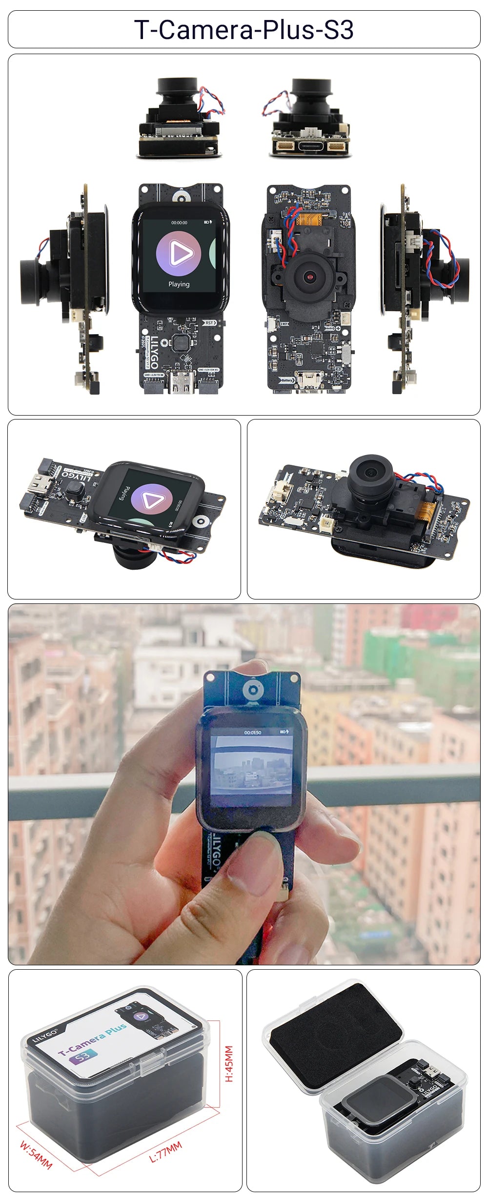 LILYGO T-Camera Plus S3 ESP32-S3 OV2640 development board 1.3 inch LCD microphone + MAX98357A + speaker kit ESP32-S3 camera