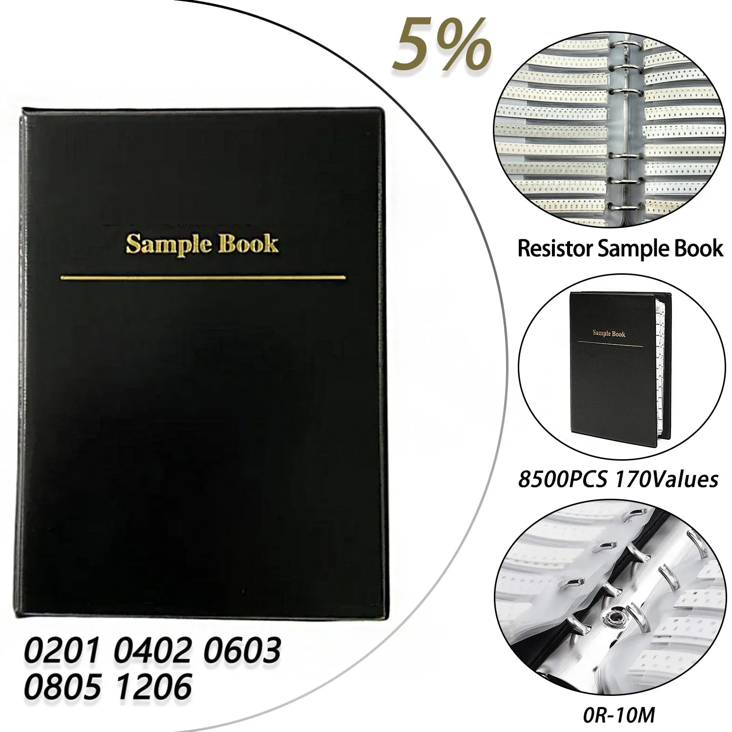 Resistor Kit 170 Kinds 0201 0402 0603 0805 1206 SMD Chip Resistor Sample Book 5% 0R-10M 8500PCS