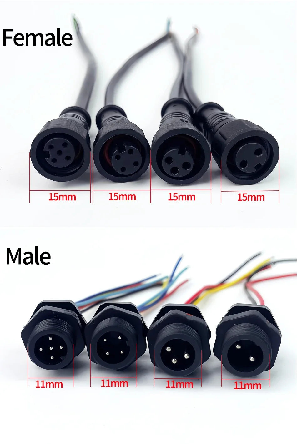 10PCS M12 IP65 Waterproof Aviation Connector Pre-wired Male Female Cable Plug 2P 3P 4P 5Pin Panel Mount Electrical Socket