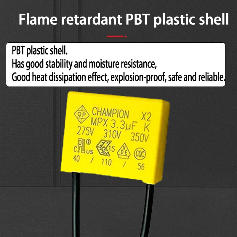 2.2uF X2 Safety Capacitor 275VAC Polypropylene Film for DC AC Pulse Circuits Smart Home Appliance Power Supply Stable P