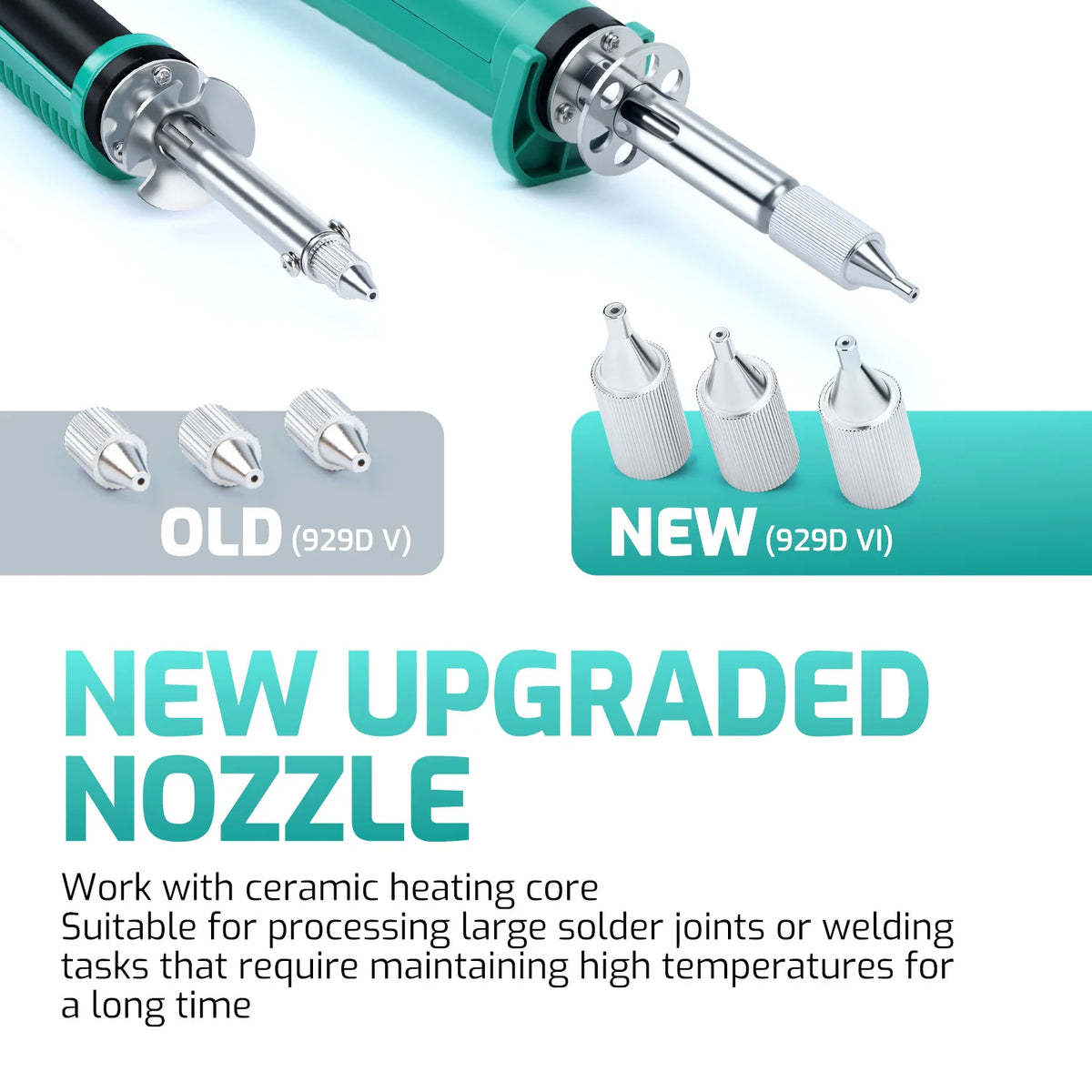 YIHUA 929D-VI Desoldering Iron 180W Tin Sucker New Upgraded Desoldering Tool With Nozzles THT PTH Remover PCB