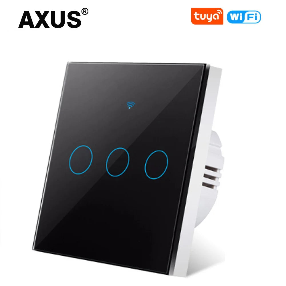 Works With Tuya WiFi Smart Switch Alexa No Neutral Wire Wireless RF433Mhz Remote Wall Touch Sensor Lightes Switch 1/2/3Gang