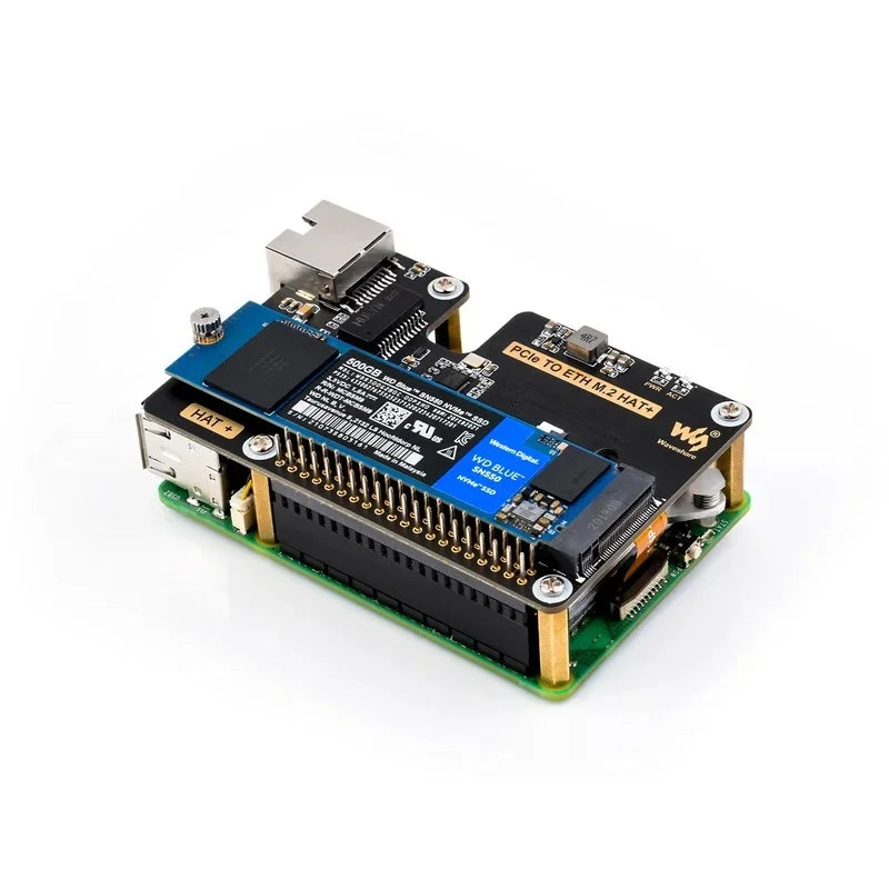 Raspberry Pi 5 PCIe To.2 NVME SSD And Gigabit Ethernet RJ45 HAT RTL8111H M_KEY 2230/2242/2260/2280