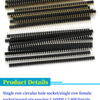 Javino 5/20/50Pcs 1x40 Pin Connector Header Strip Male Female Header Single Row 40 Pin 2.54mm Pin Connector Strip Round Needle