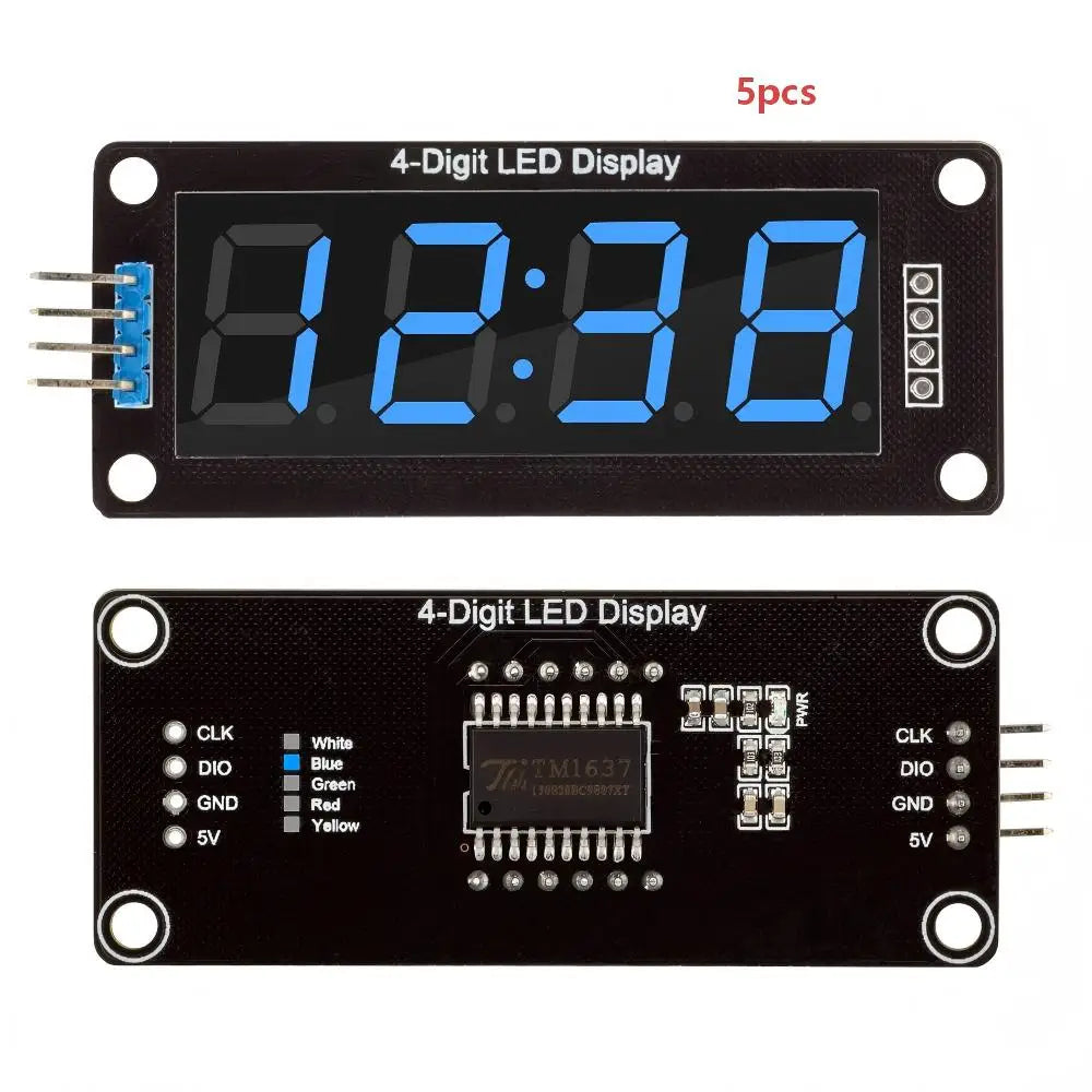 TM1637 0.56 inch Digital Tube Clock Module 4-Digit 7 Segments Double Dots LED Display for Arduino Red Blue Green Yellow White