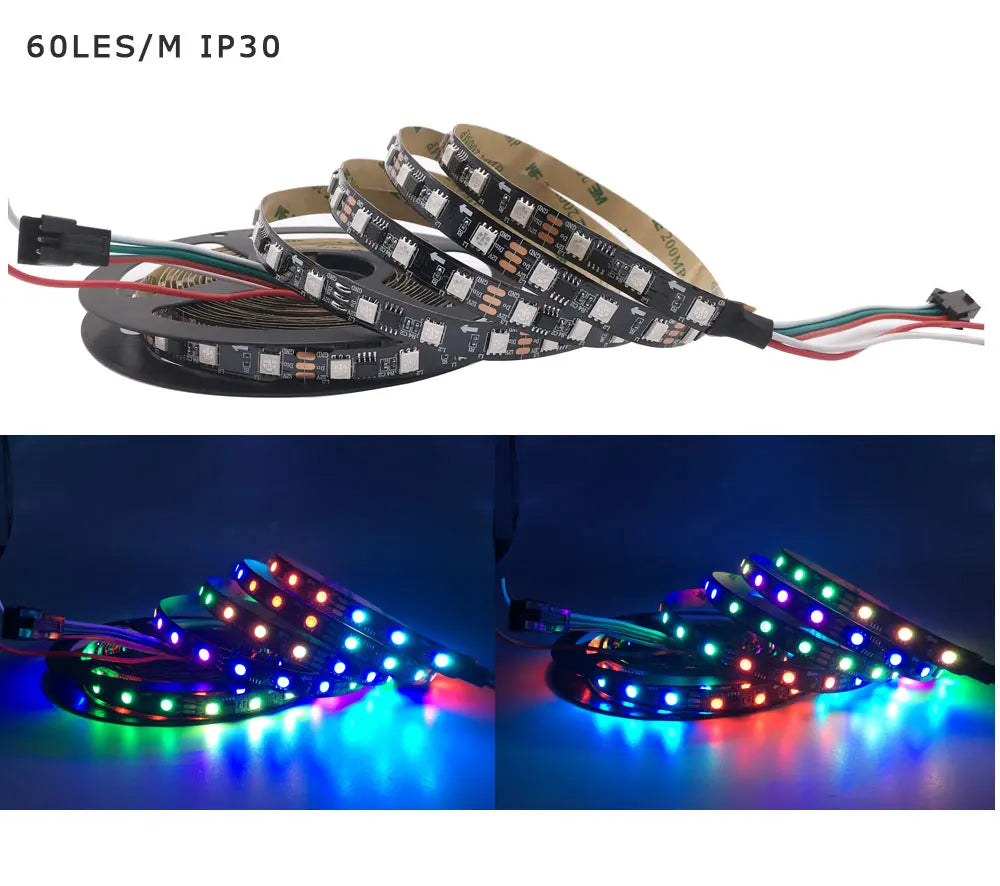 WS2811 WS2812B WS2813 WS2815 5050RGBIC Smart LED Strip Lights Individually Addressable IC  30/60/144Pixels/Leds/m Light DC5V/12V
