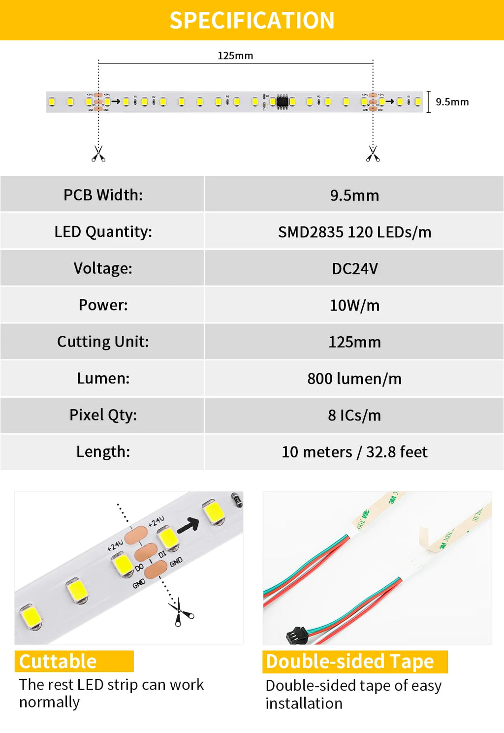 10m Running Water Flowing LED Strip Light DC24V WS2811 SMD2835 120LEDs/m Horse Race Pixel Addressable Flexible Linear Lamp Set