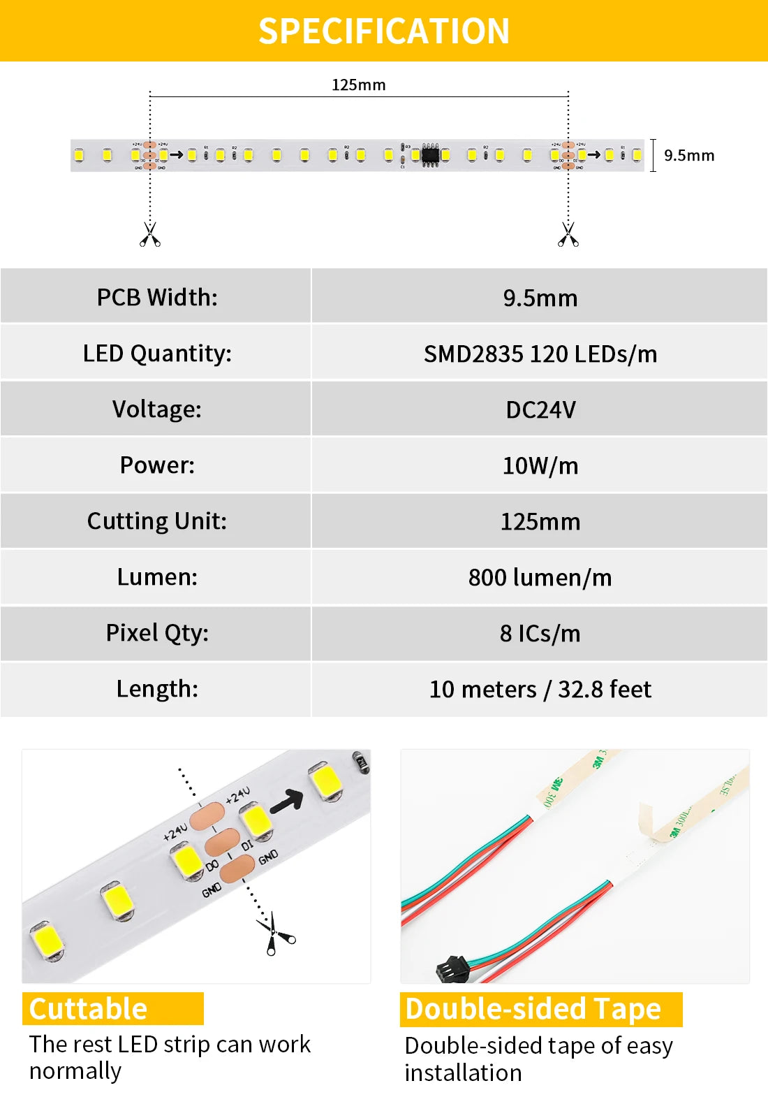 10m Running Water Flowing LED Strip Light DC24V WS2811 SMD2835 120LEDs/m Horse Race Pixel Addressable Flexible Linear Lamp Set