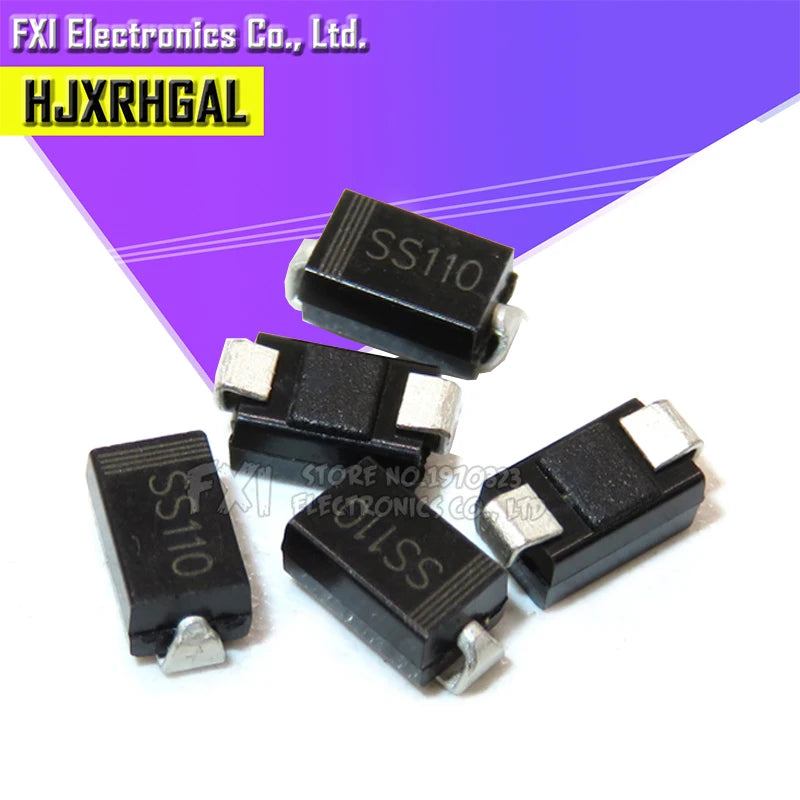 100PCS SS110 SR1100 SMD Schottky Barrier Rectifier SMA Diode 1A 100V   New original