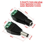 Female and Male DC Connectors 2.1x5.5mm Power Plug Adapter Jacks Sockets Connector for Single Color LED Strip Light CCTV Camera