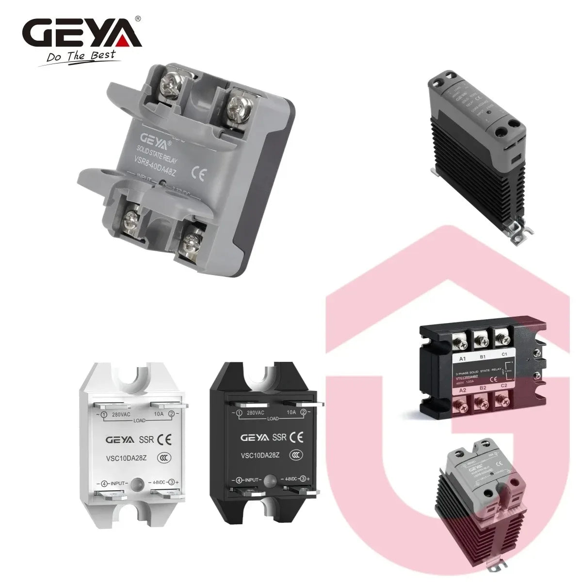 GEYA DIN Rail Solid State Relay Single Phase SSR With Heatsink DC Control AC High Load Capacity Solid State Reliability 15A-60A