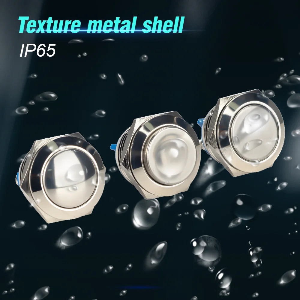 19mm 1NO Momentary High Flat Head Waterproof Reset Metal Push Button Switch Screw Terminal Car Engine Doorbell PC Power Switch