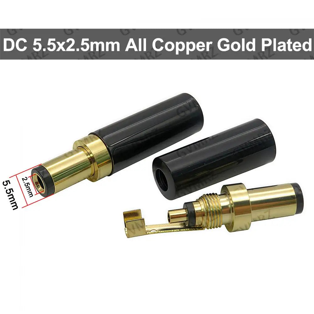5PCS 5.5x2.1mm/5.5mm x 2.5mm DC099 Metal DC Power Male Plug Jack Connector with Spring DC-099 Yellow Head 5.5*2.1/5.5*2.5 DC099