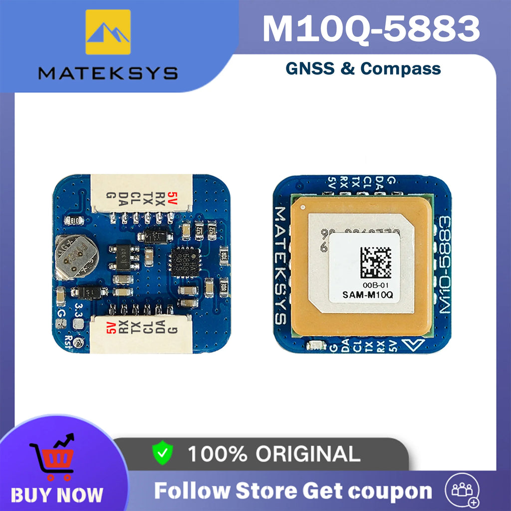 Matek Systems GNSS M10Q-5883 M10 GPS with Compass QMC5883L Module Digital AirSpeed 4~9V For FPV Racing Drone