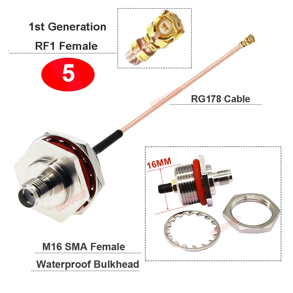 10PCS/LOT SMA to IPX RG178 Cable M10 M12 M16 SMA / RP-SMA Female to u.FL RF1 Female Jack RF Coaxial Antenna Extension Jumper
