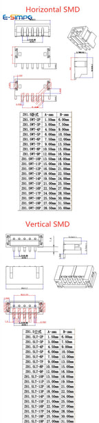 ZH 1.5 3/4/10/12Pin JST Straight/RA/Vertical/Horizontal SMD Reflow High Temp Resist Wafer Pin+Housing Receptacle+Terminal