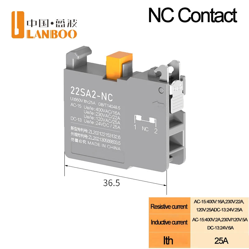 LANBOO 2/3 Gear Key Head Push Button Knob Switch Latching 1NO1NC with Lamp Green Blue 9-24V 110V 220V