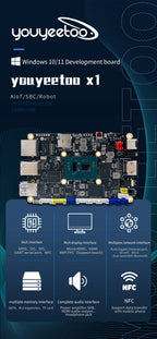 Youyeetoo X1 SBC Intel 11th Gen Jasper Lake N5105 Development Board X86 Computer Windows 10/11 Pro Ubuntu OS Support WiFi 6,NFC