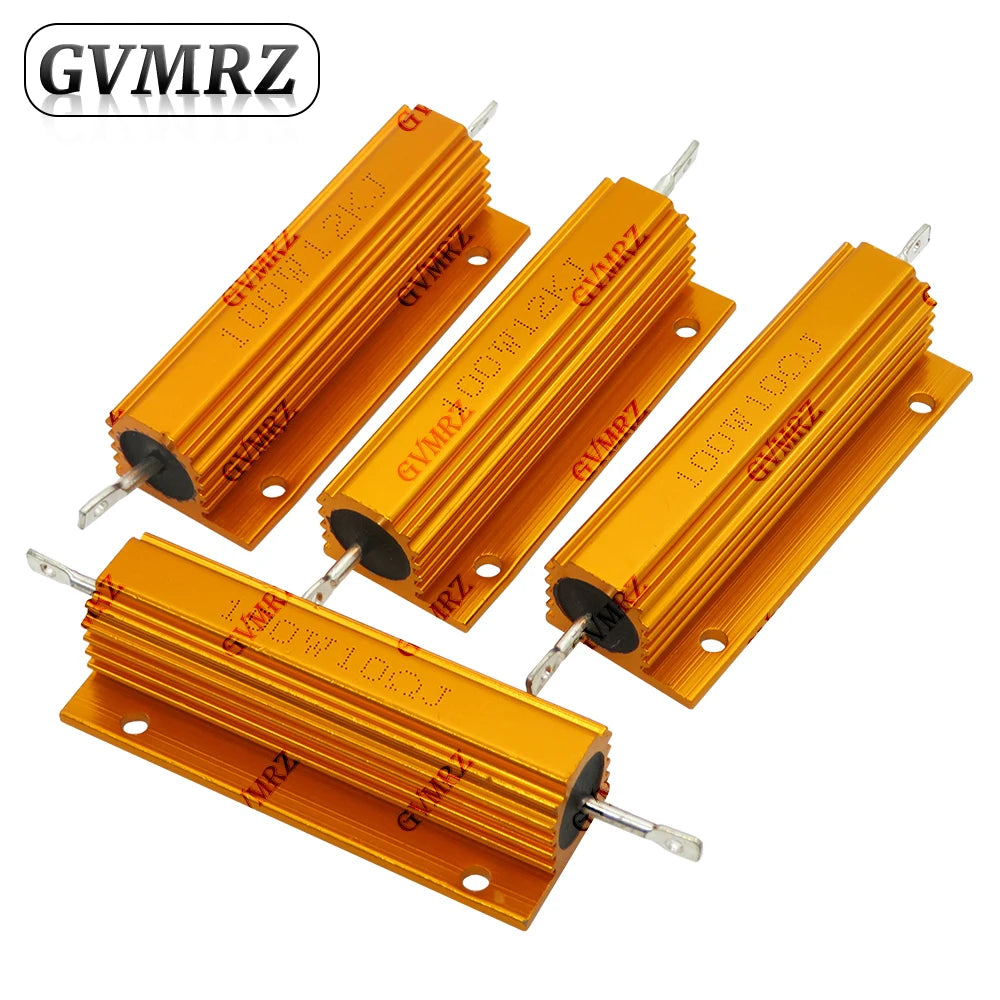 100W Aluminum Housing Power Resistor High Wattage Wirewound Resistor 0.01Ω–150KΩ Assorted Values