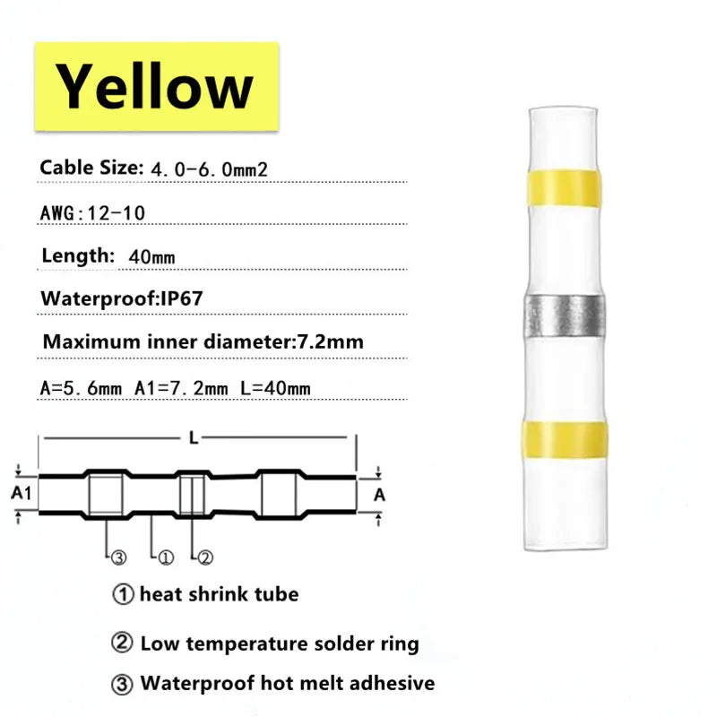 10-200pcs Welding Ring Heat Shrink Tube Terminal Waterproof Electrical Connection Solder Seal Wire Connectors Butt Splice