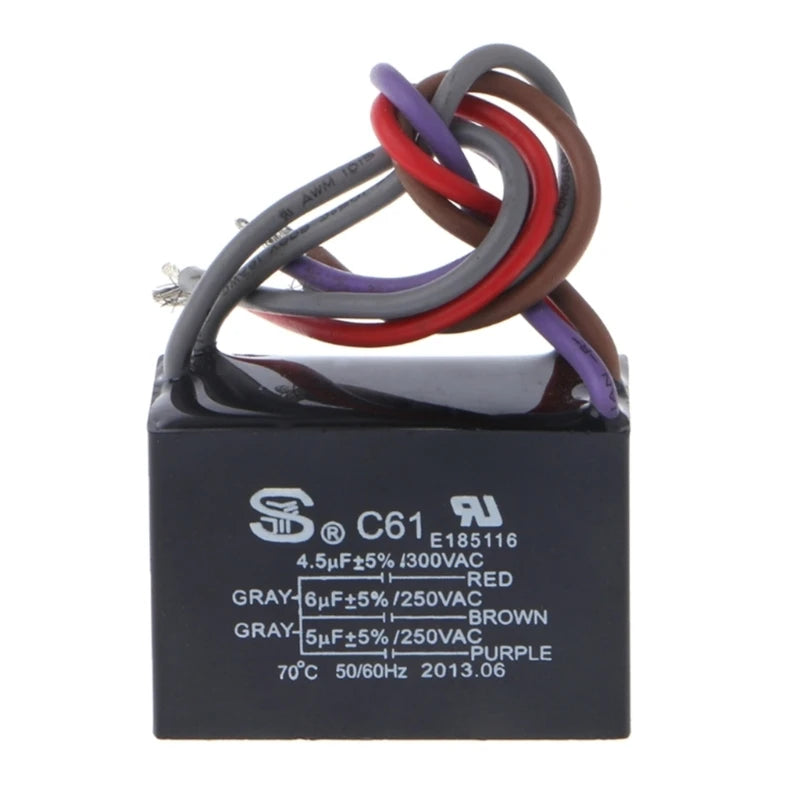 Ceiling Fan Capacitor CBB61 4.5+6+5UF 4.5+6+6UF 5+5+5UF 4+4+2.5UF 4+5+6UF 5 Wire 250V 50/60Hz Motor Running Capacitor