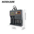 KOSHARE Smart Battery Charger for Rechargeable Ni-MH Ni-CD AA AAA 9V Batteries 18650/16340/26650 14500/21700 Lithium-ion Battery