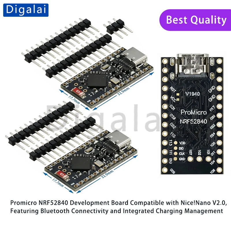 Promicro NRF52840 Development Board Compatible with nice!nano V2.0, Bluetooth and Charging Management