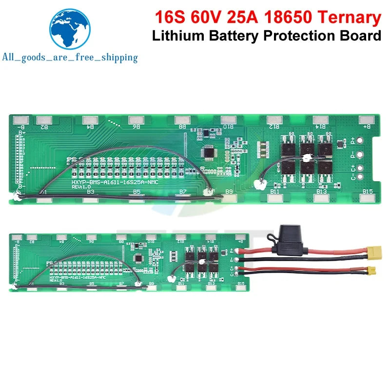 1/3PCS BMS 16S 60V 25A Lmo Ternary Li-ion Lithium 18650 Battery Charge Protection Board With Balance With Temperature Control