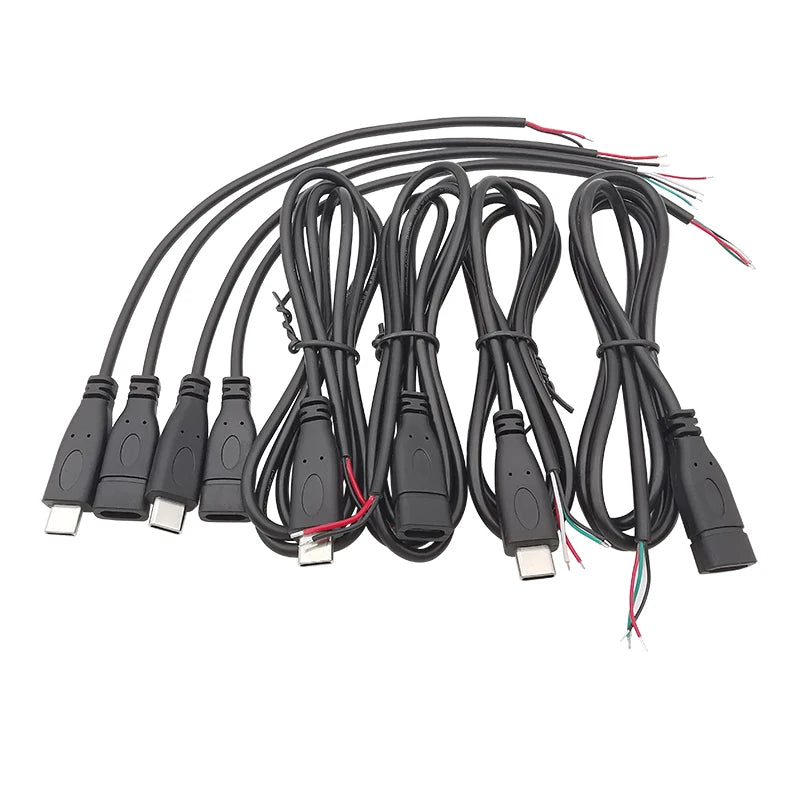 USB Type C Power Supply Cable 2/4 Pin Male Female Socket Type-C Plug Connector Adapter For Data Charging Cables Wires Repair DIY