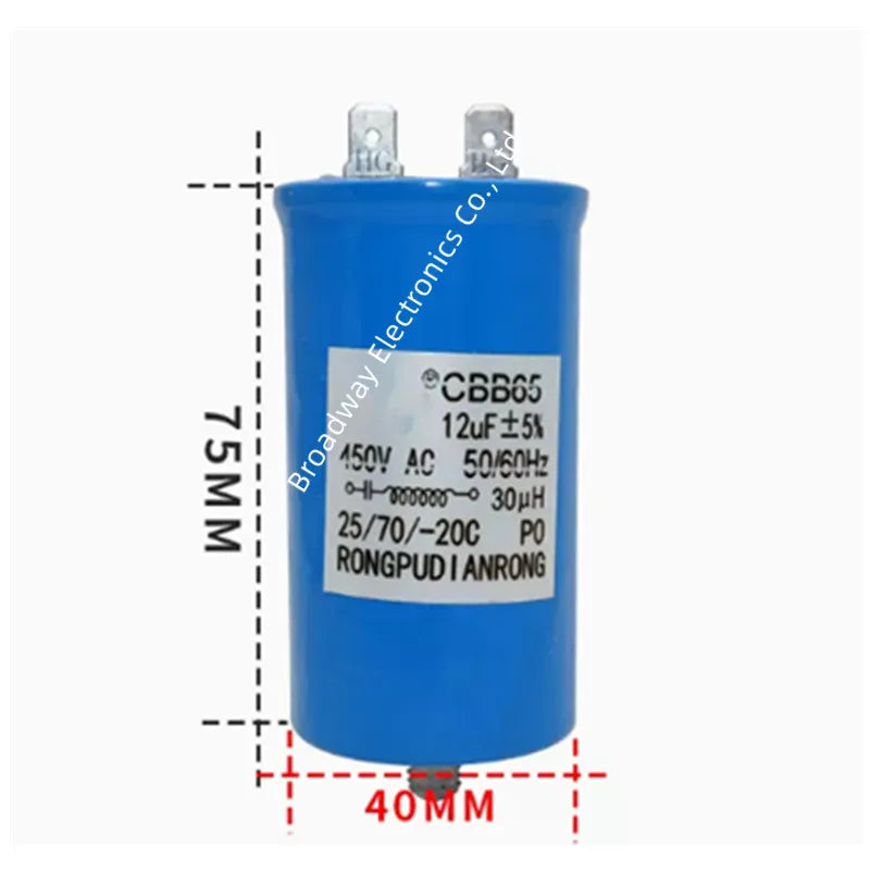 CBB65 full-automatic washing machine start capacitance 450V 8UF 10UF 11UF 12UF 13UF 14UF 15UF 16UF 20UF Single insert with screw