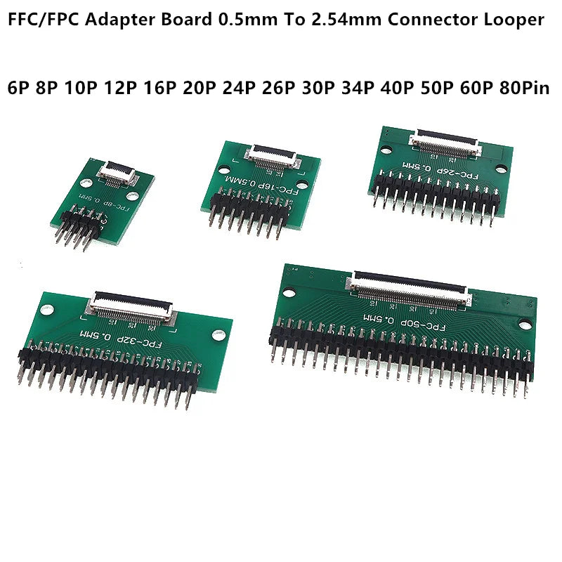 1PC FFC/FPC Adapter Board 0.5mm To 2.54mm Connector Looper 6/8/10/12/20/24/26/30/34/40/50/60/80-pin Flexible Cable Adapter Board