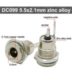 5PCS 5.5x2.1mm/5.5mm x 2.5mm DC099 Metal DC Power Male Plug Jack Connector with Spring DC-099 Yellow Head 5.5*2.1/5.5*2.5 DC099