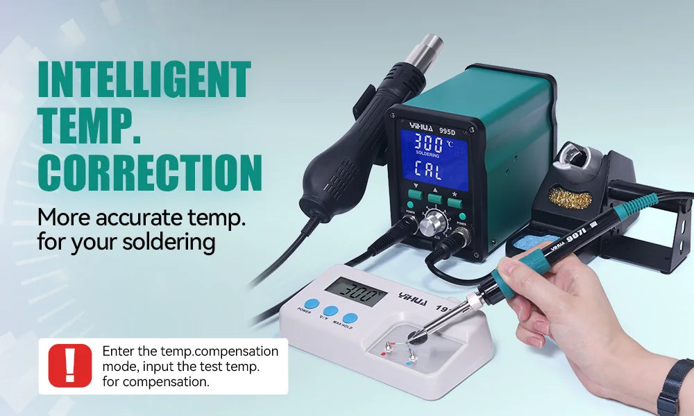 YIHUA 995D+SMD Soldering Station With Pluggable Hot Air Gun Soldering Iron BGA Rework Station Phone Repair Welding Station