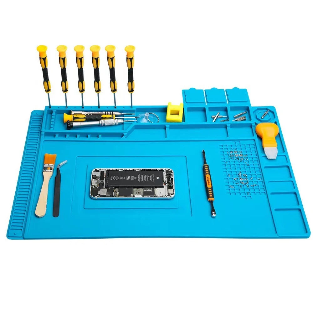 Magnetic Mat Silicone Work Mat Soldering Station Mat Heat Resistant 932°F Anti-Static for Electronic Phone Laptop Watch Repair