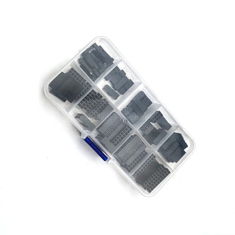 62Pcs/Lot 2.54mm Pitch Double Row DuPont Wire Connectors, Black Plastic Shell Plug Housing (2x2/3/4/5/6/7/8/9/10 Pin)