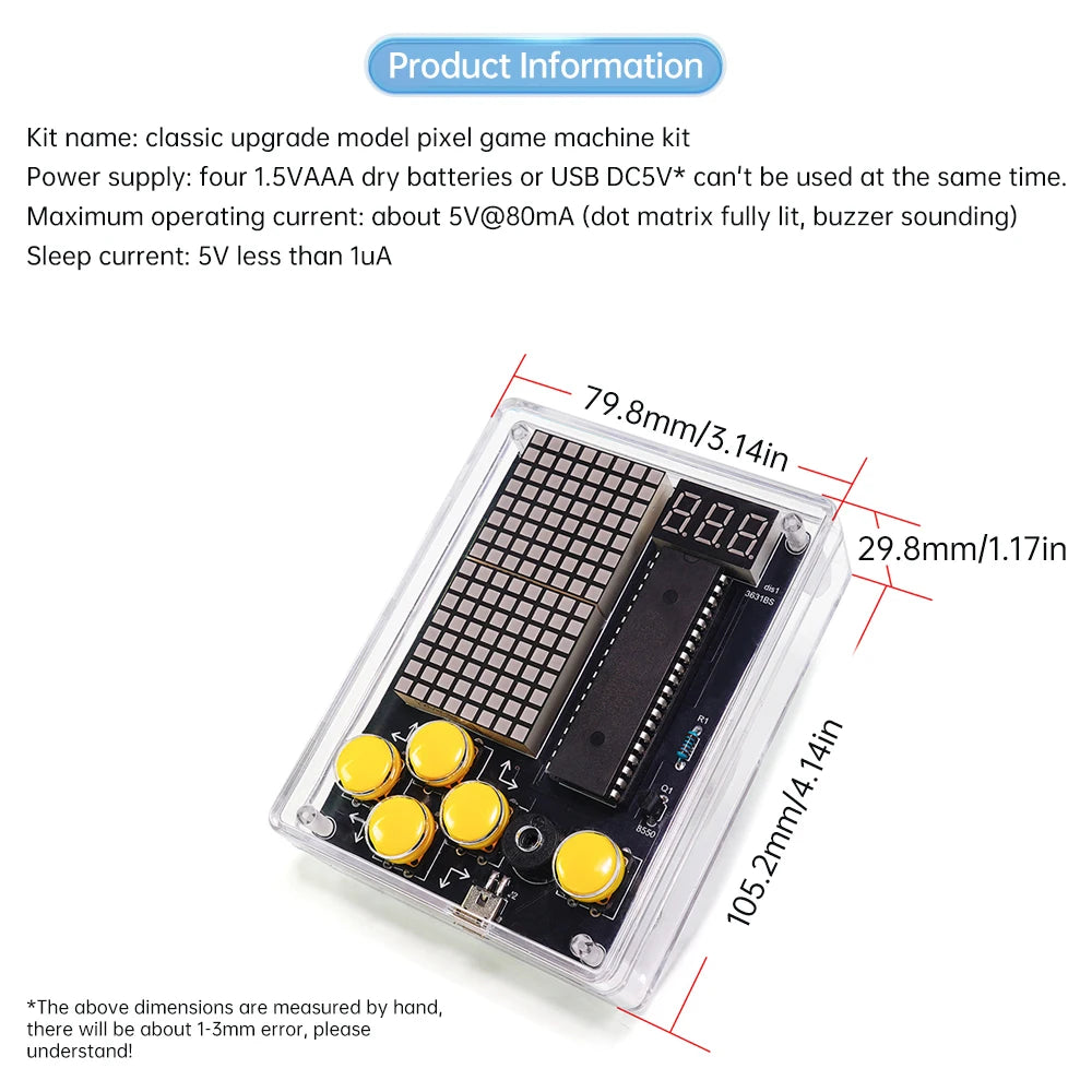 Pixel Gamer DIY Kit Pocket Gamer 51 Microcontroller Electronic Circuit Teaching Experiment Soldering Practice Module