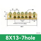 1 PCS Multi Specification Brass Ground Strip 5/6/7/8/9/10/12/15/20 Hole Brass Rod Grounding Terminal Ground Bar Terminal Strip