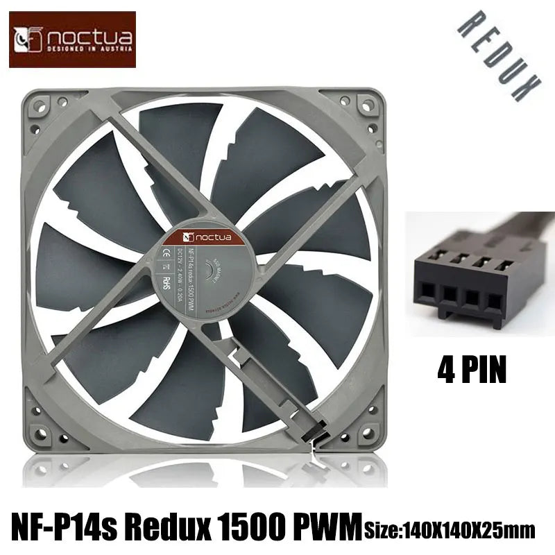 Noctua NF-P14S Redux-1200 Chassis Cooling Fan 14cm Low Noise SSO Bearing Value Choice For Enthusiasts Chassis Fan