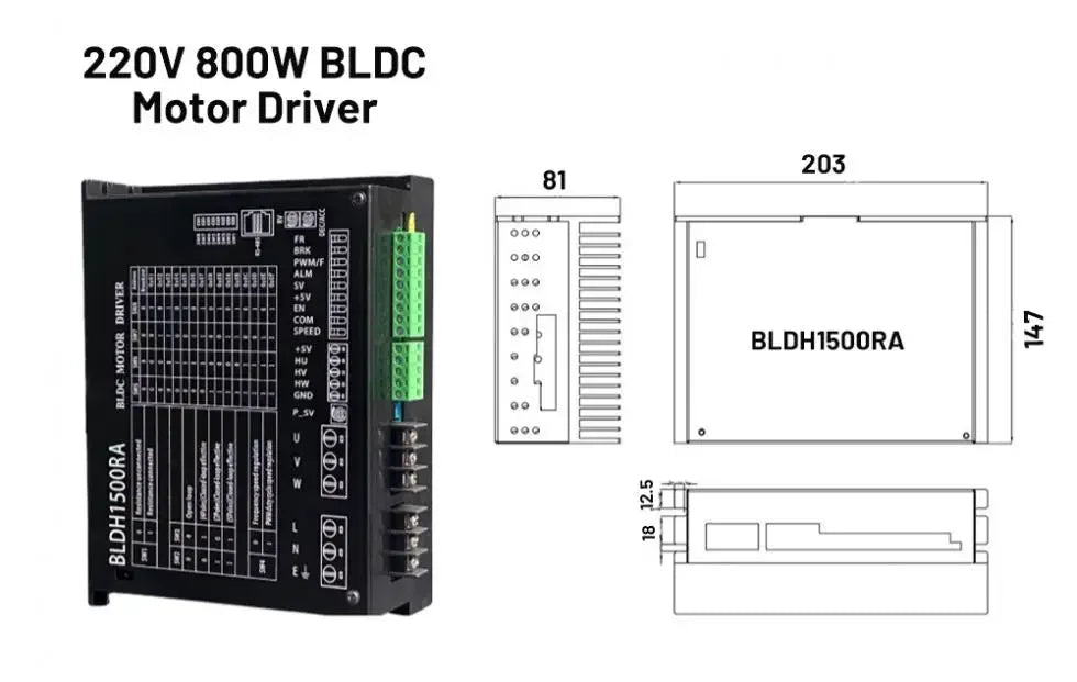 DC24V/48V AC220V Nema23 Nema34 Brushless Motor Driver Kit 57mm 86mm 65W-800W BLDC Motor Hall Sensor 3000rpm For PCB Drilling