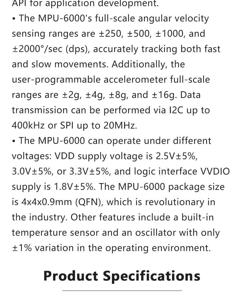 GY‑521 MPU‑6050 Three‑Axis Accelerometer Gyroscope Sensor Module 6DOF 3‑Axis Acceleration Gyro Sensor for Arduino