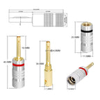 Musical Sound 24K Gold Plated Speaker Plugs Audio Banana Connector for Speaker Wire Open Screw Type Hifi Banana Plugs