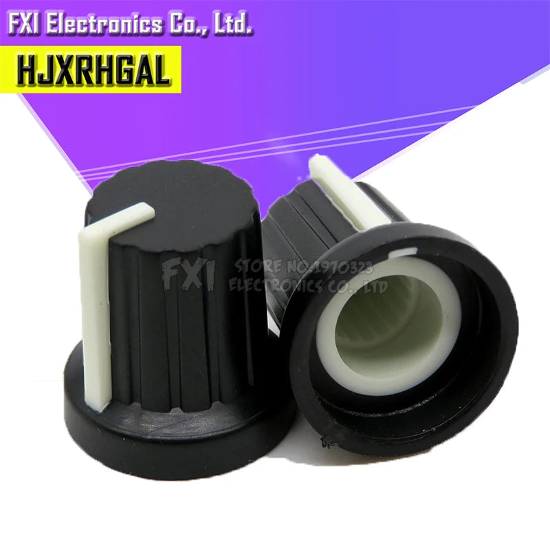 100Pcs Hot Sale 6mm Shaft Hole Dia Plastic Threaded Knurled Potentiometer Knobs Caps wh148