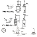 5PCS Blue Mini MTS-102 3-Pin SPDT ON-ON 6A 125VAC Miniature Toggle Switches MTS-103 MTS-202 MTS-203 6PIN ON-OFF-ON