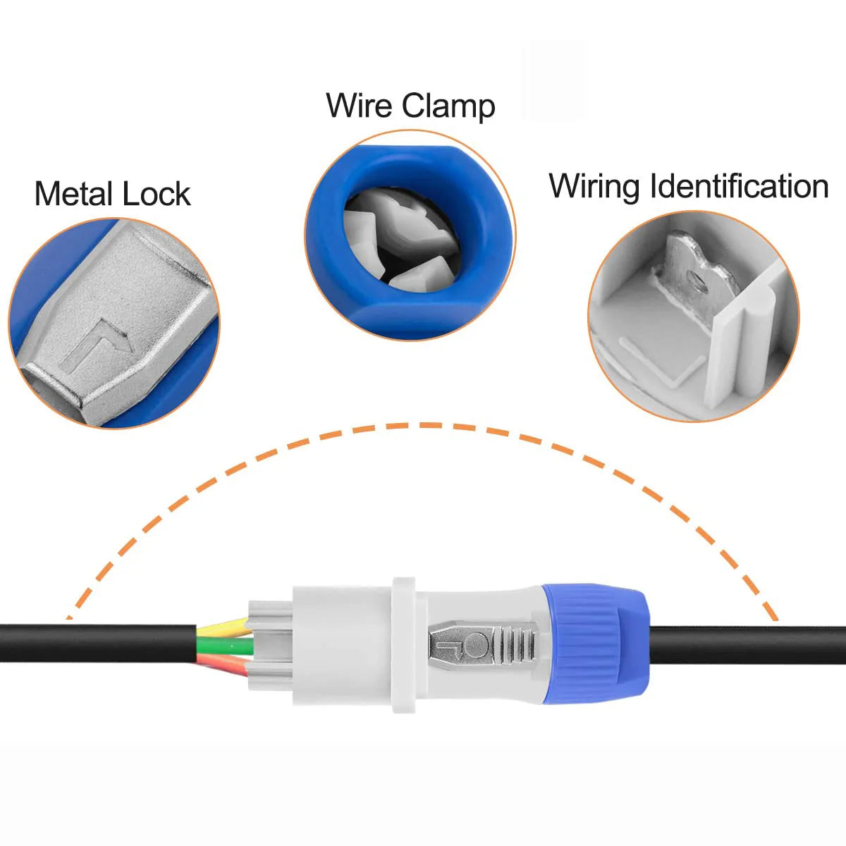 10Pcs 3Pin Powercon XLR Connector 20A Power Plug Power Socket NAC3FCA NAC3MPA NAC3FCB Male Plug Adapter Stage Light LED Screen