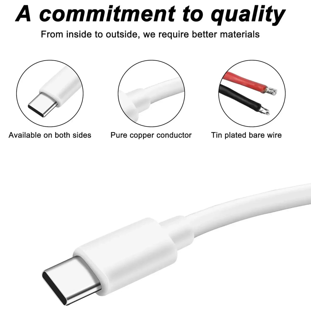 DIY USB C to 2 Pin Bare Wire Open End Power Cable, 5V USB Type C Male Plug 2 Pin Pigtail Cable, for Type C Replacement or Repair